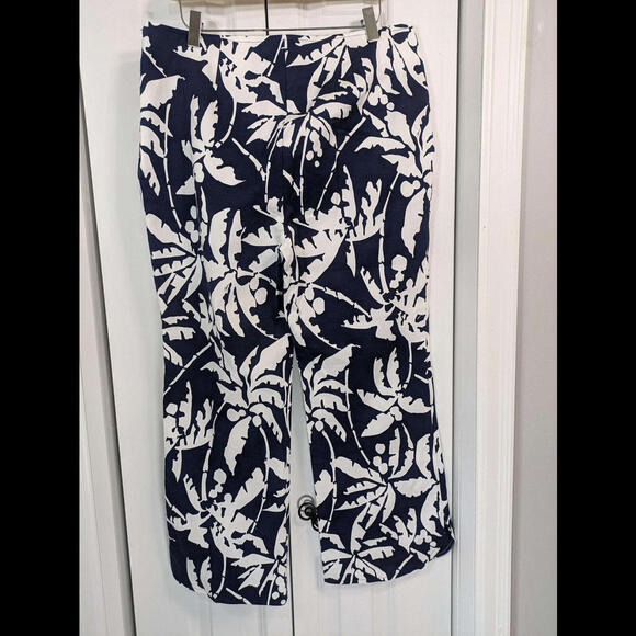 Trina Turk NWT Women's Size 10 Navy Blue White Pants - Picture 4 of 6